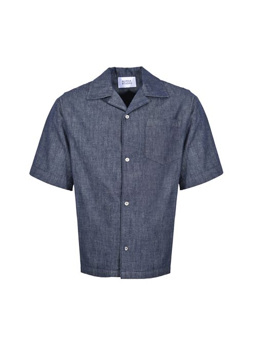 Camicia Bowling in cotone chambray Alpha studio | AU-5393L9000